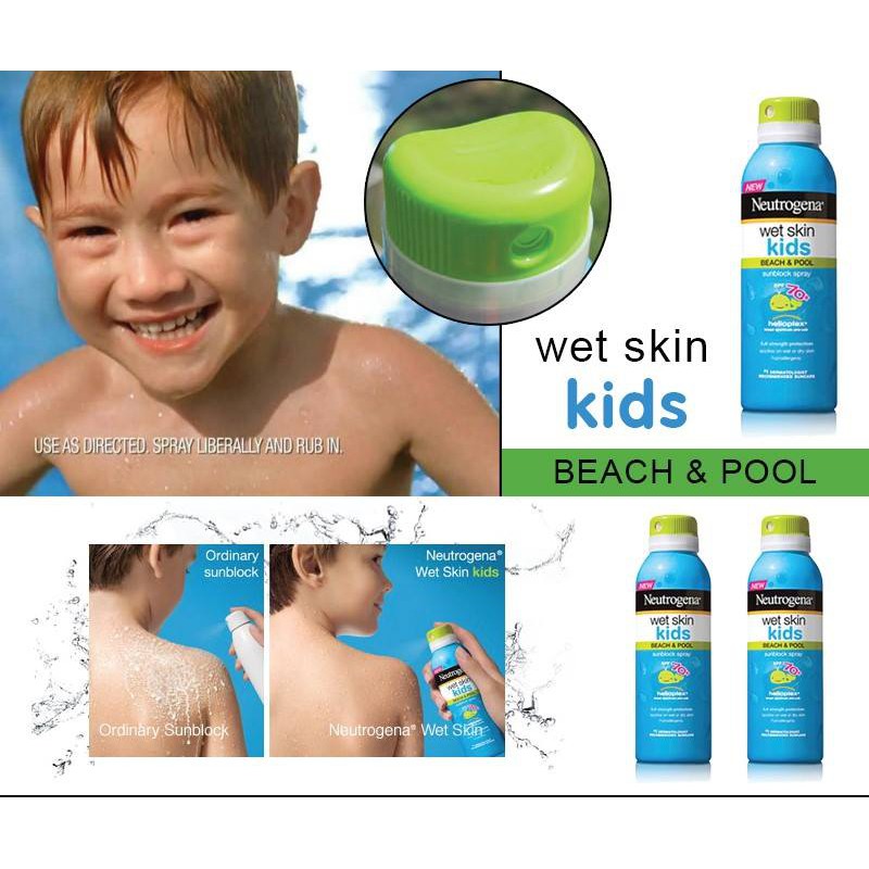 Xịt chống nắng trẻ em Neutrogena Wet Skin Kids Sunscreen Spray SPF 70 141g (Mỹ)
