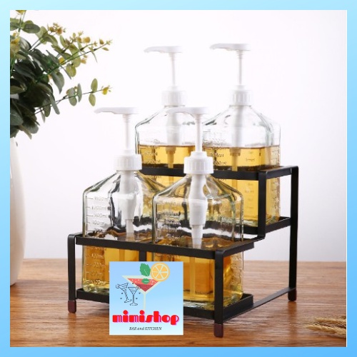 Kệ Đựng Bình Syrup - Dụng Cụ Giá Kệ Đựng Bình Bơm Pump Đường Siro 4 - 6 Ngăn Inox - Dụng Cụ Pha Chế