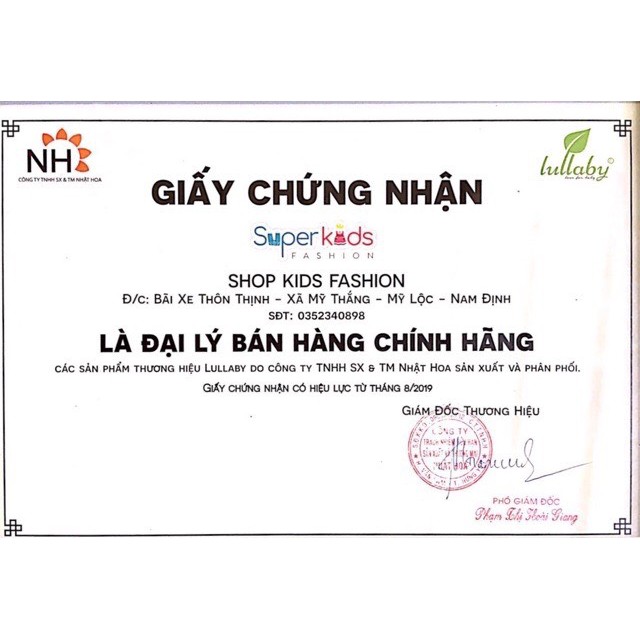 Áo dài tay trơn cài lệch NH08-16 cho bé 3.2-11kg Lullaby