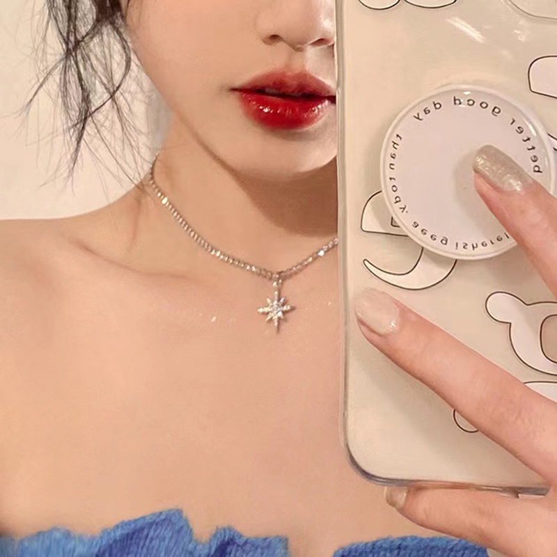 Dây Chuyền Mặt Hình Bát Giác Đính Đá Độc Đáo Thời Trang Nhật Hàn