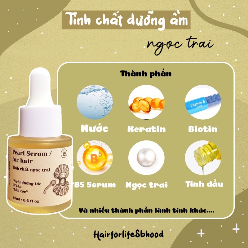 Serum dưỡng thân tóc ngọc trai SB Hood phục hồi tóc hư tổn 30ml