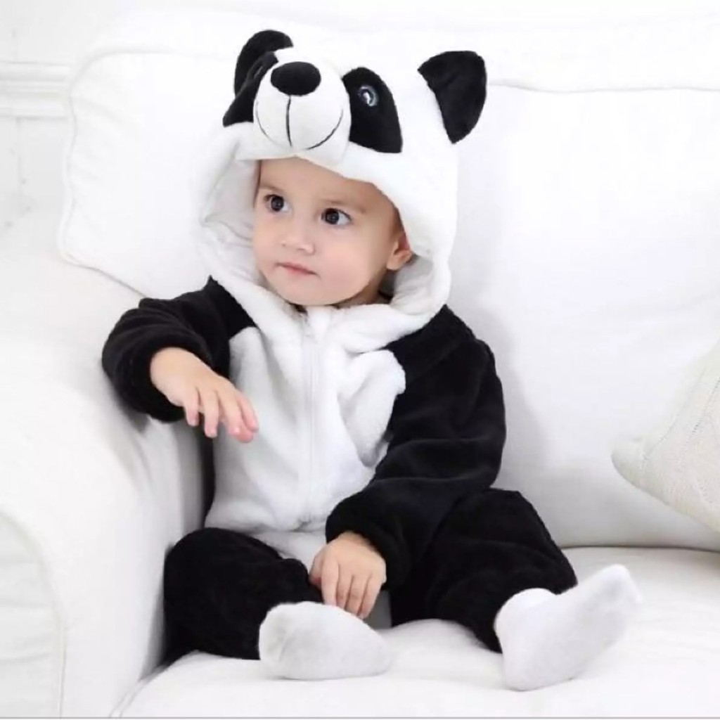 Bộ body lông thú hình gấu trúc cho bé 0-24 tháng tuổi