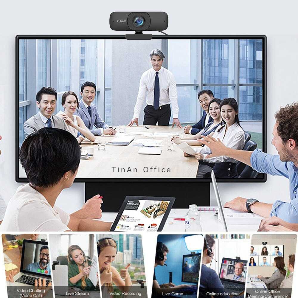 [ 1080P, Micro, 100 ° góc rộng ] Webcam C60 1080P Full HD Kèm Micro, Xoay 360 Độ, Góc nhìn siêu rộng, Hội Nghị Online