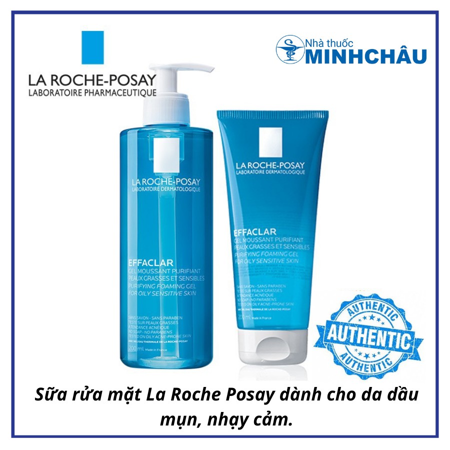  [ CHÍNH HÃNG] Sữa rửa mặt da dầu nhạy cảm và mụn La roche posay Effaclar 400ml, 50ml