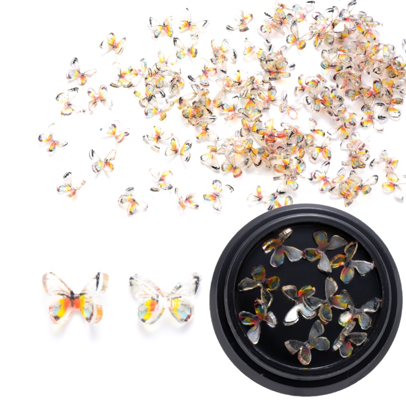 Hộp 10 Miếng Dán Trang Trí Móng Tay Hình Bướm 3D Nhiều Màu