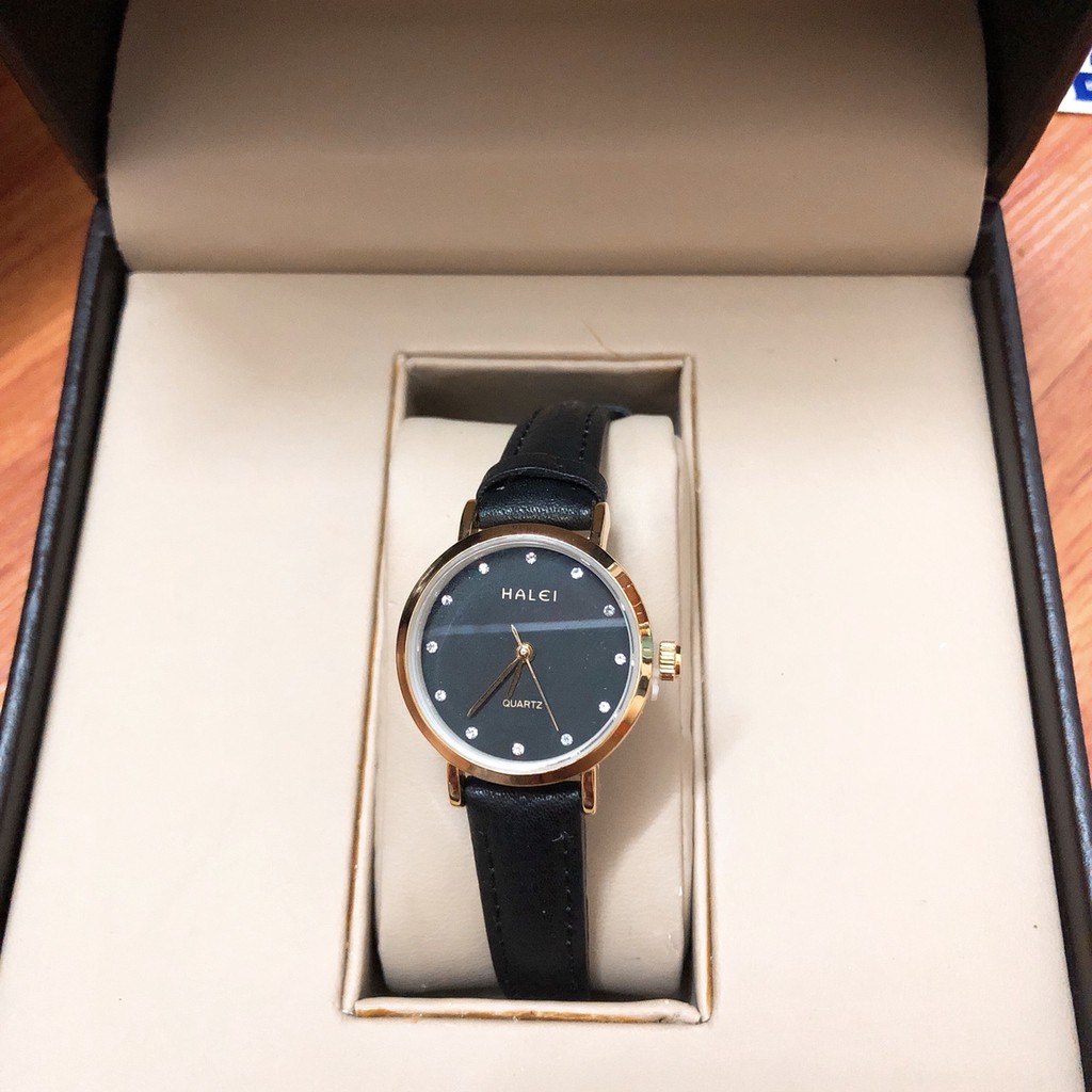 Cặp đồng hồ nam nữ HALEI máy Nhật chính hãng mặt tròn 39mm 28mm dây da cao cấp chống xước chống nước tuyệt đối HL542 | BigBuy360 - bigbuy360.vn