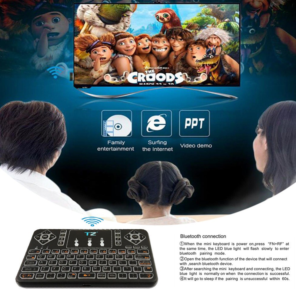 Bàn Phím Q9 Mini Không Dây Bluetooth / 2.4g Tích Hợp Chuột Cảm Ứng Cho Android Tv Tablet Kèm Hộp Đựng