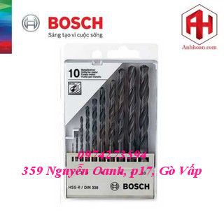 Bộ 10 mũi khoan sắt Bosch HSS-R DIN338