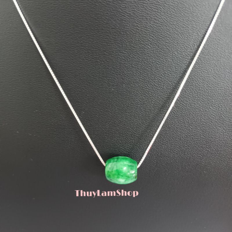 Vòng cổ dây chuyền bạc 925 vĩnh viễn bảo hành mix lu thống đá xanh đầu xuôi đuôi lọt