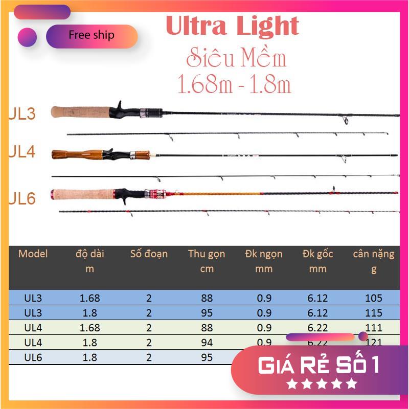 🐠 Cần câu lure ul ultralight siêu dẻo máy ngang 3 mẫu lựa chọn độ dài 1m68 và 1m8 chuyên câu suối 🐠