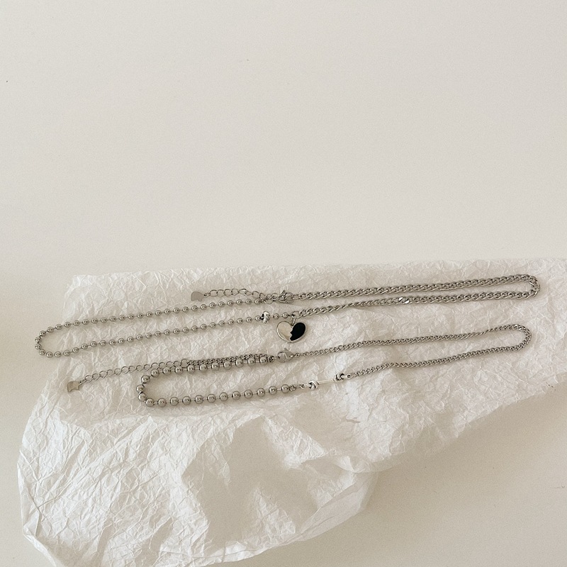 Dây chuyền thép titan mặt hình trái tim phối màu phong cách hip hop 19908