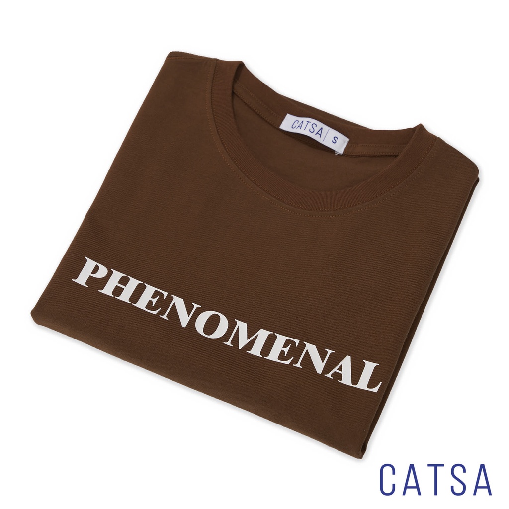 Áo thun nam cổ tròn màu nâu in PHENOMENAL phong cách thoải mái ATN291