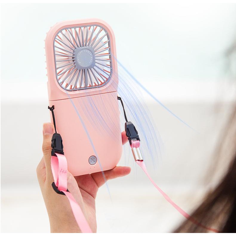 Quạt Sạc Đeo Cổ Kèm Pin Dự Phòng Foldable fan 3000mAh -Quạt Mini Sạc Usb -Để Bàn- Dây đeo tiện lợi | BigBuy360 - bigbuy360.vn