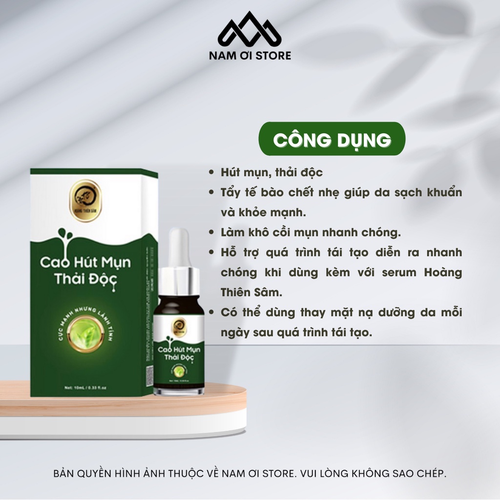 NamƠiStore - Cao Hút Mụn Thải Độc Da Hoàng Thiên Sâm 10ml, Serum Giảm Mụn, Hỗ Trợ Tái Tạo Da Sinh Học, Hiệu Quả 7 Ngày