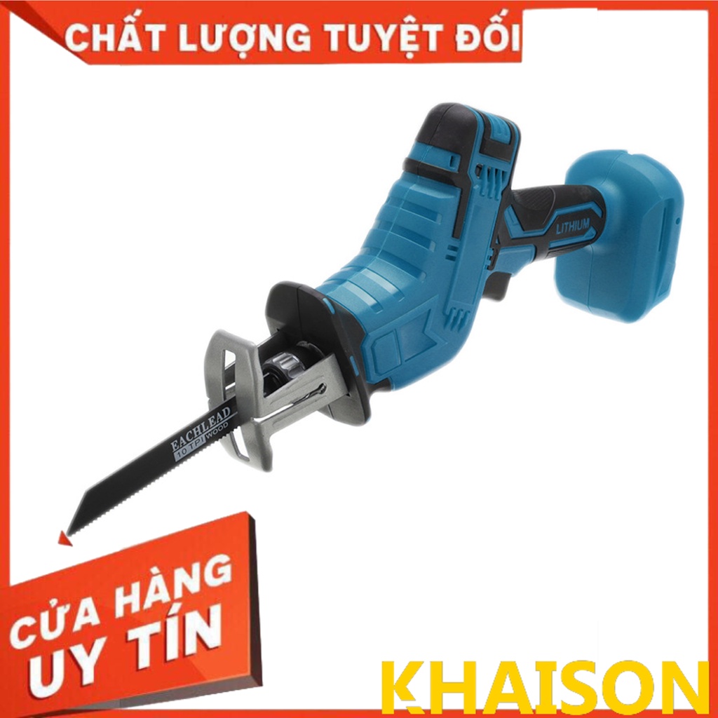 Máy cưa kiếm cắt gỗ, sắt, nhựa dùng pin có thể sạc KHAISON, bộ 10 lưỡi cưa chuyên dụng