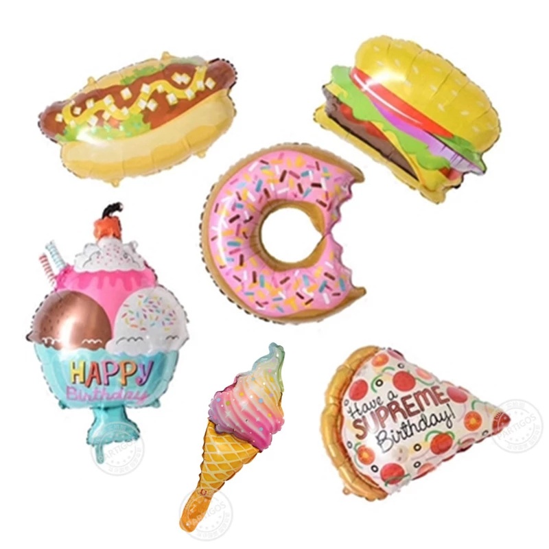 Bong Bóng Nhôm 16 Inch Hình Bánh Pizza/Bánh Donut/Cún Con Trang Trí Tiệc Sinh Nhật