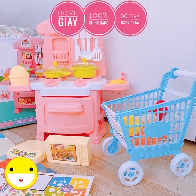 Bộ Đồ Chơi Nấu Ăn Nhà Bếp Kèm Xe Đẩy Siêu Thị Dành Cho Bé shop Home Giay