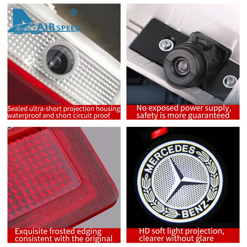 Đèn chiếu sáng cửa xe có logo cho Mercedes-Benz C E Class W211 W204 W205 W176 GLC CLA C200L / C260L E300L Đ