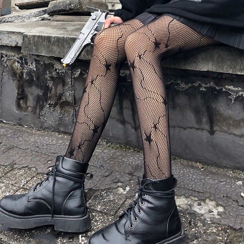 Quần tất lưới họa tiết ngôi sao thời trang nữ gợi cảm