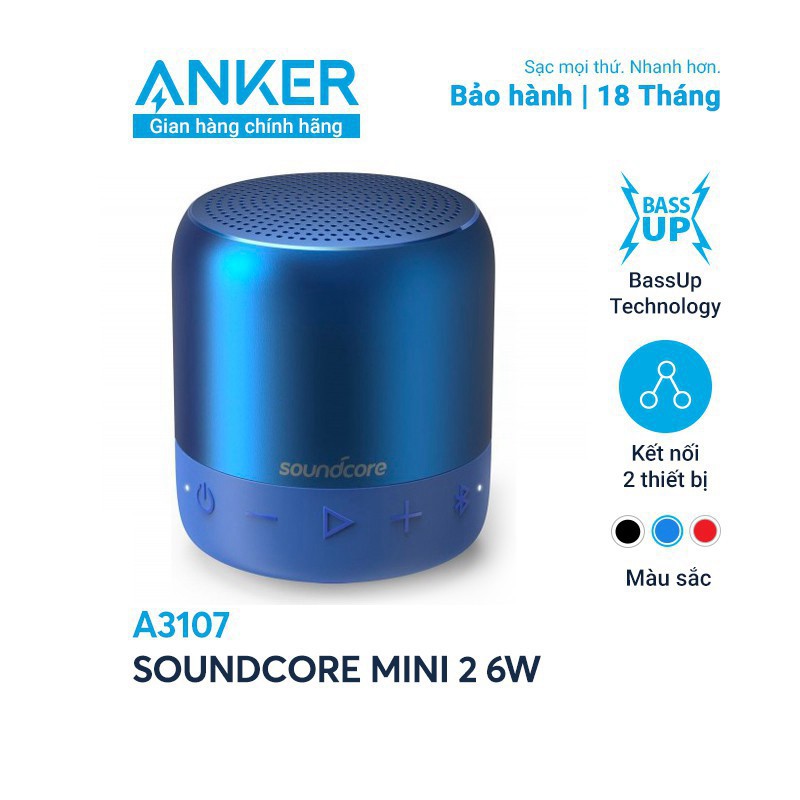 [Mã ELTECHZONE giảm 5% đơn 500K] Loa bluetooth SoundCore Mini 2 6W by ANKER Hàng chính hãng - A3107