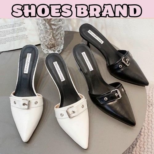 Sục nữ mũi nhọn, guốc cao gót phối Đai Khóa thanh lịch - MÃ C15