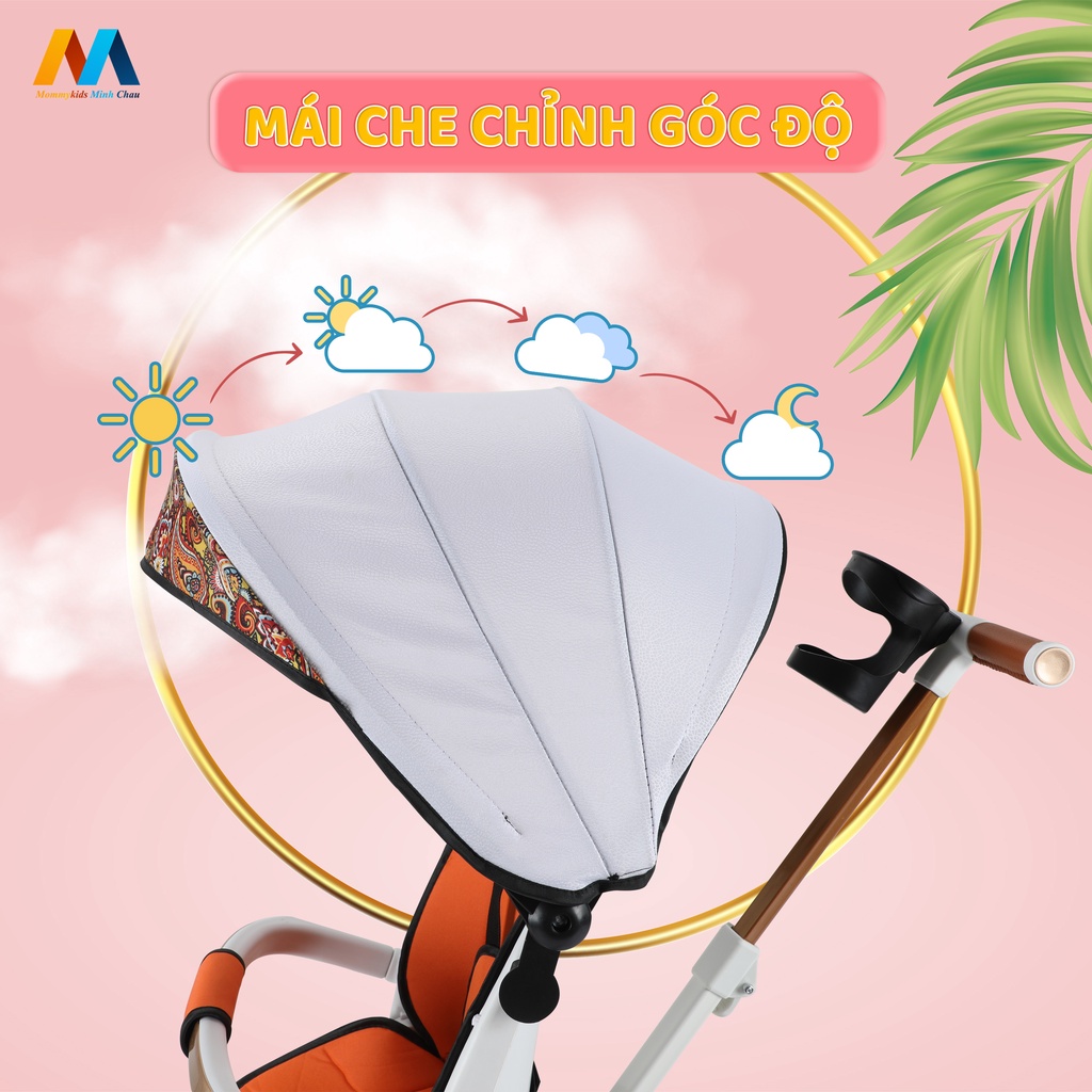 Xe đẩy gấp gọn cho bé S.Shine Xoay 360 độ có thể nằm nhiều từ thế phù hợp cho bé từ 0 - 6 tuổi