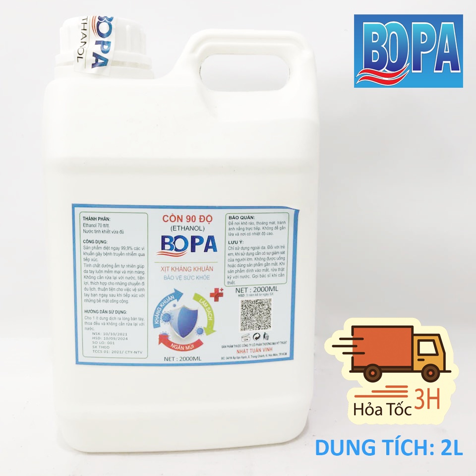 Cồn Y Tế 90 Độ 2 Lít Sát Khuẩn BOPA Chính Hãng