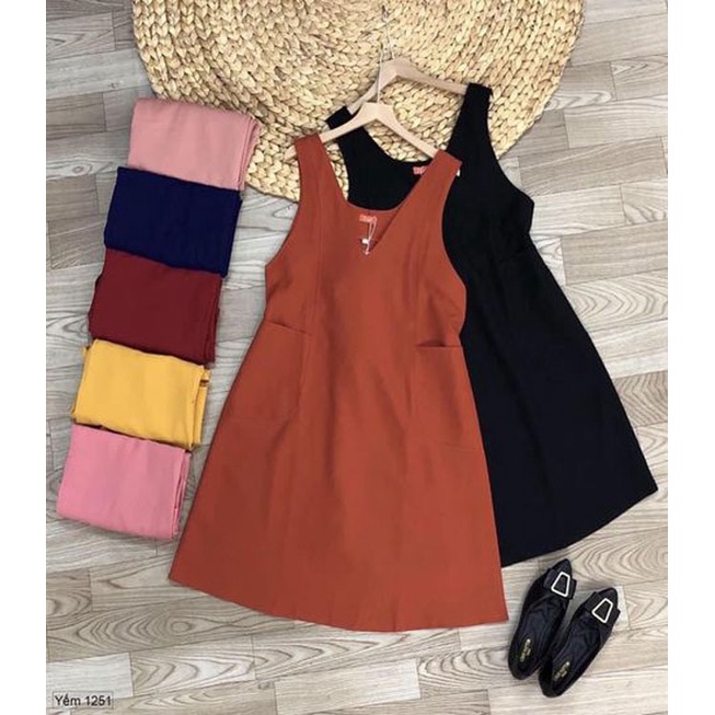 [HANNA] Đầm bầu yếm công sở yếm rời có size 40-80kg CHẤT VẢI CAO CẤP thấm mồ hôi thoáng mát không xù không nhăn