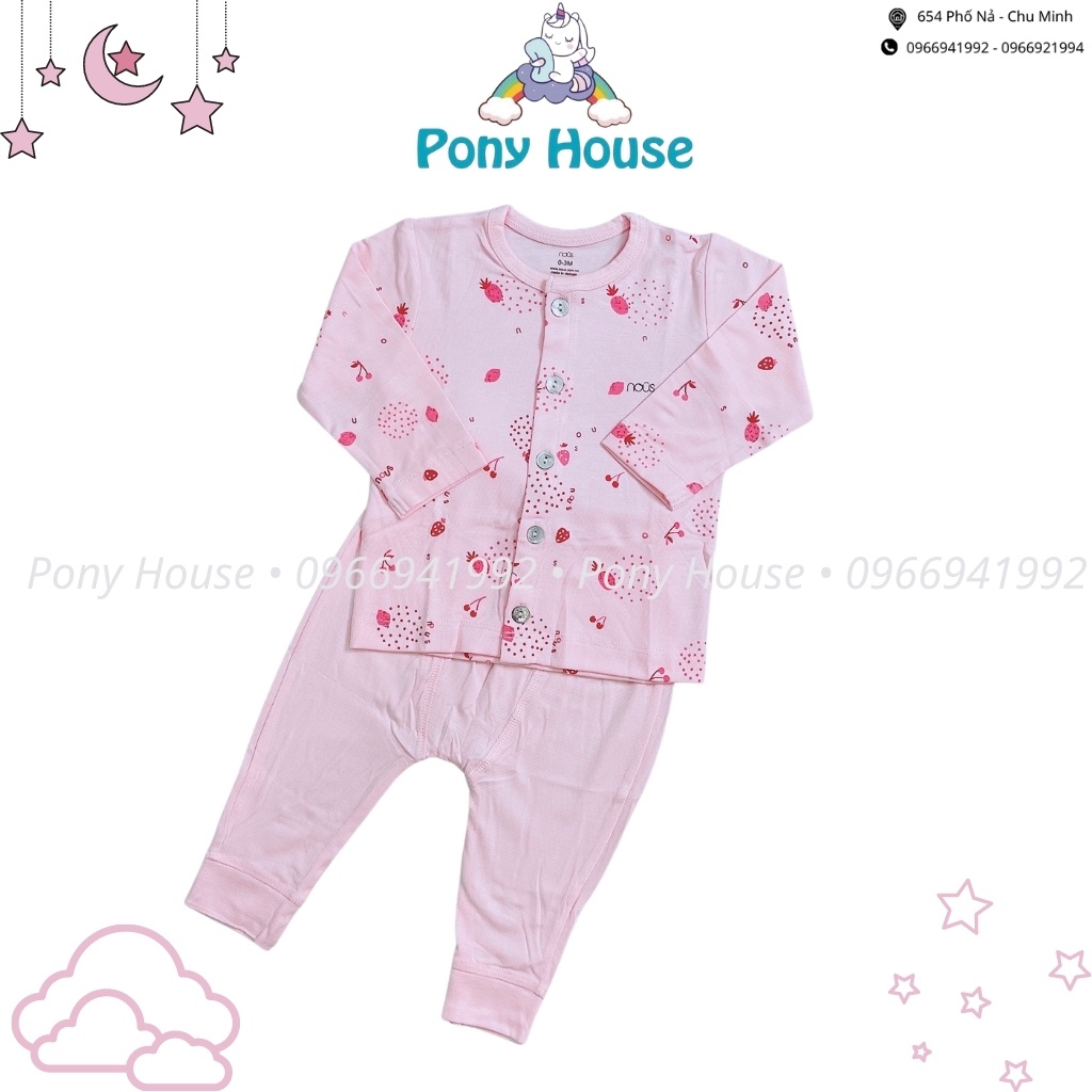 Bộ Quần Áo Dài Tay Nous Cài Thẳng (Cài Giữa) Chất Liệu Nu Petit Size Cho Bé 0-3 Tháng Đến 9-12 Tháng (0M-3M-6M-9M-12M)