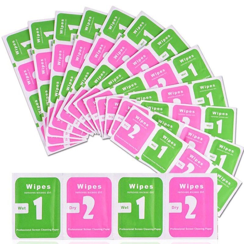 Combo 2 giấy lau 1-2 màn hình điện thoại, kính đeo, máy tính, ống kính máy ảnh vệ sinh các mặt kính siêu sạch
