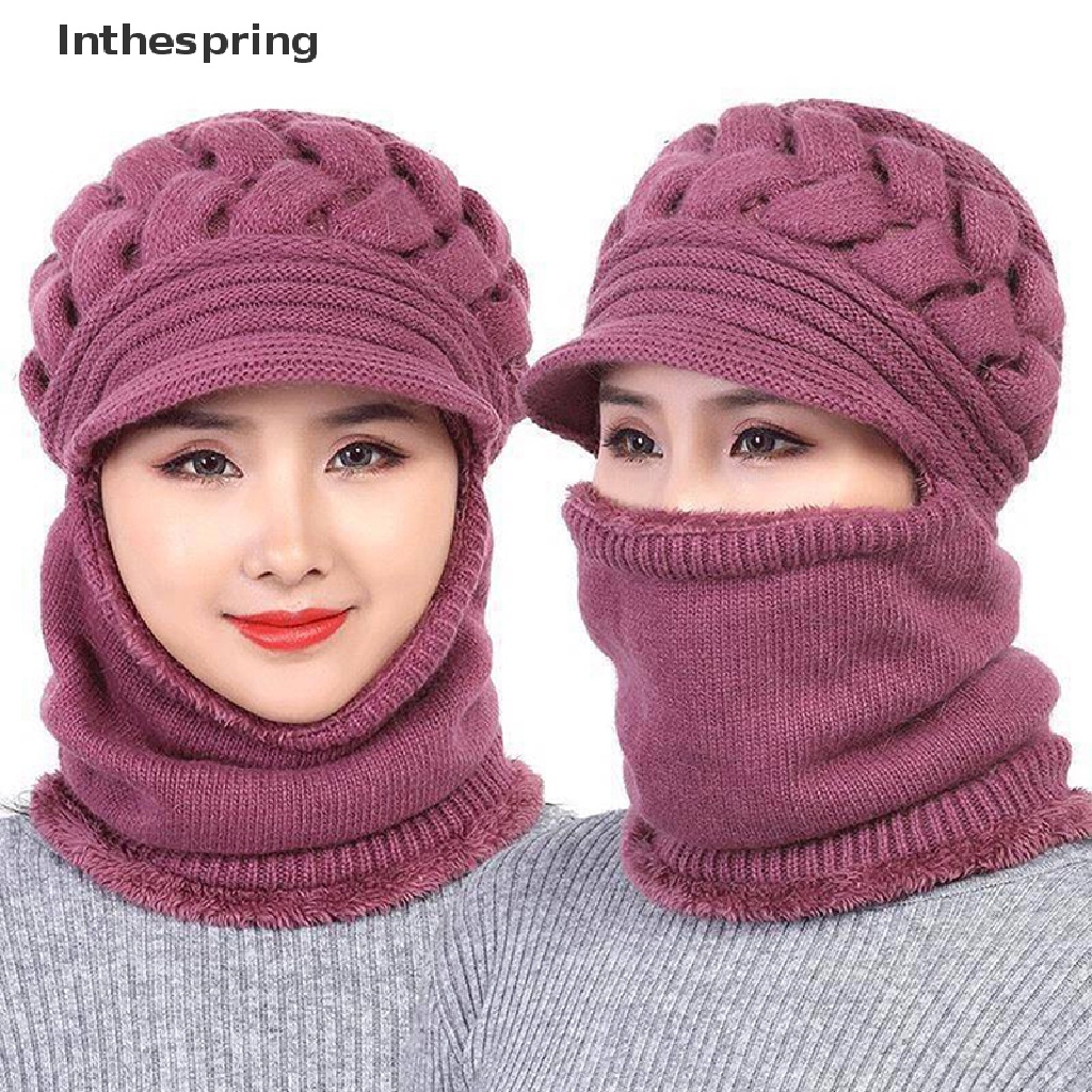Mũ beanie dày dặn kèm khăn choàng cổ thời trang mùa đông