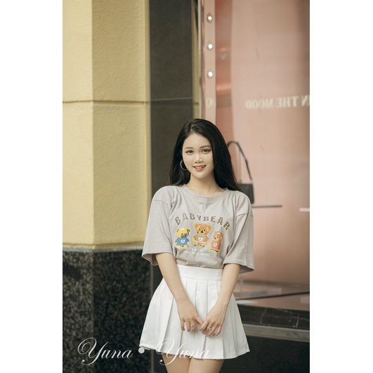 Áo thun 3158 nữ YUNA tay lỡ form rộng hình gấu Baby Bear cá tính phong cách Ulzzang Hàn Quốc, thời trang nữ YUNA_A026