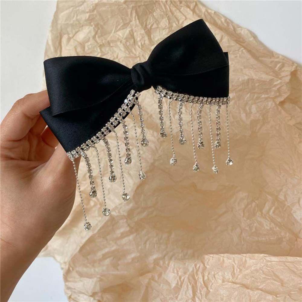 Kẹp Tóc Nơ Tua Rua Phong Cách Hàn Quốc Ngọt Ngào|Trâm Cài Tóc Thiết Kế Đơn Giản Thời Trang Cho Nữ