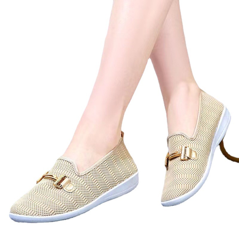 IELGY Giày lười chất liệu vải đế bằng thoáng khí dành cho nữ