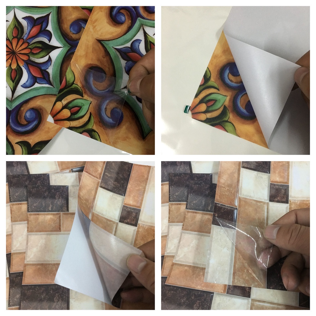 Giấy Dán Tường Tự Dính Bằng Pvc Họa Tiết Gạch 3d Chống Thấm Nước Trang Trí Nhà Bếp / Phòng Tắm