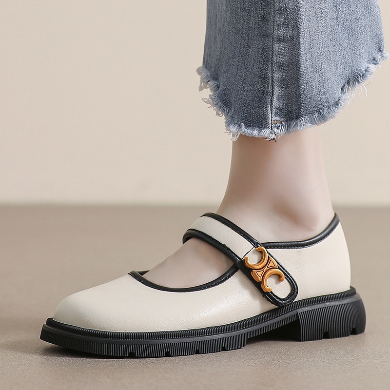 Giày Búp Bê Da Mũi Tròn Đế Dày Mềm Mại Phong Cách Anh Quốc Cổ Điển Size 34-42 Cho Nữ