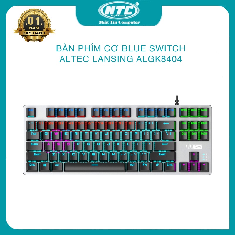 Bàn phím cơ blue switch ALTEC LANSING ALGK8404 loại 87 phím led rainbow - hơn 20 chế độ tùy chỉnh (3 màu tuỳ chọn)