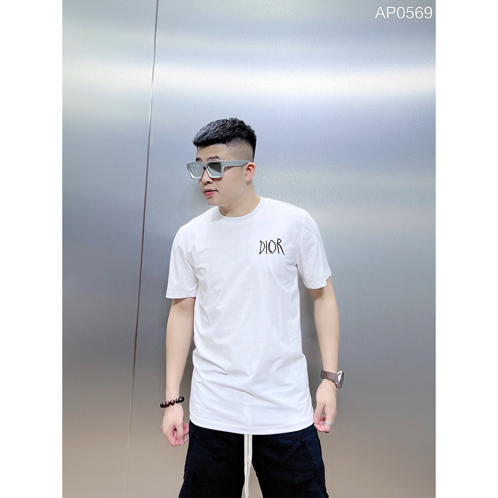 Áo thun nam nữ hoạ tiết in chữ độc đáo - áo phông nam in chữ D i o r mẫu cao cấp 2022 - hai màu đen trắng