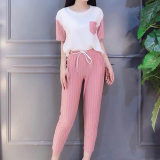 Set bộ đũi kẻ phối túi đẹp