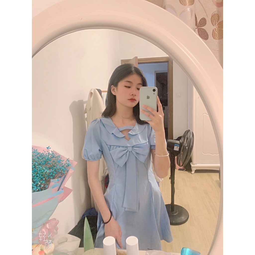 ORDER♥️Đầm,Váy Xanh Nơ Ngực(ảnh thật)Size S-&gt;XL