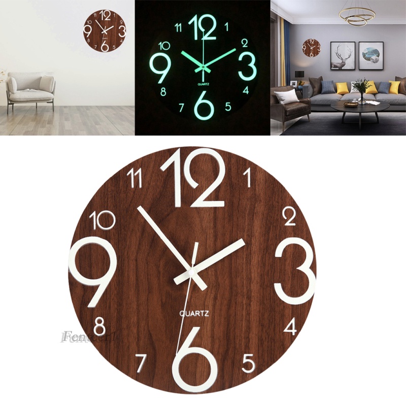 [Fenteer1] Đồng Hồ Treo Tường, Dạ Quang, Kiểu Dáng Cổ Điển