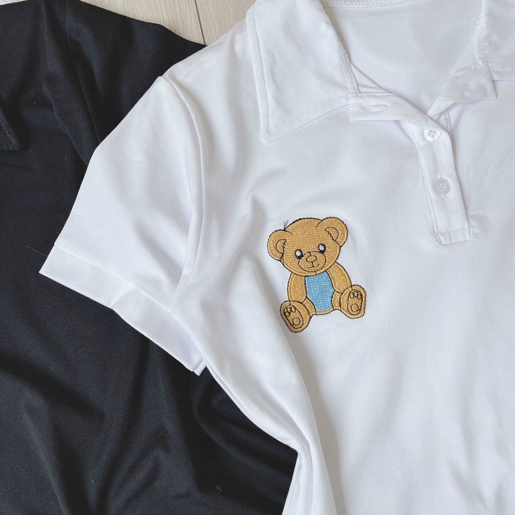 Đầm polo in gấu học sinh đi học, váy polo kèm họa tiết hoạt hình mang đi chơi,...