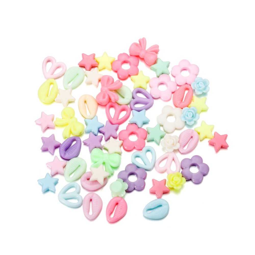 20g hỗn hợp màu acrylic hạt tình yêu hoa ngôi sao năm cánh hạt chuỗi hạt vòng đeo tay DIY