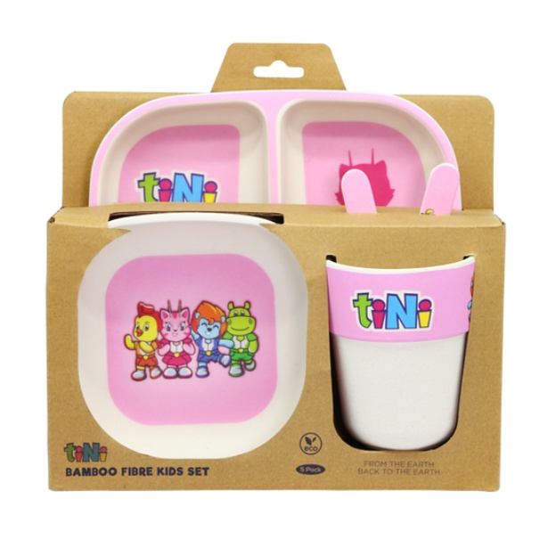 Đồ dùng cho bé tiNiToy bộ chén dĩa ly màu hồng bao gồm 5 chi tiết DS50506BF-Pink