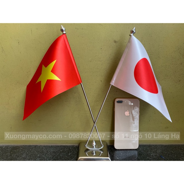 Cờ để bàn Việt Nam - Nhật Bản đế đôi inox