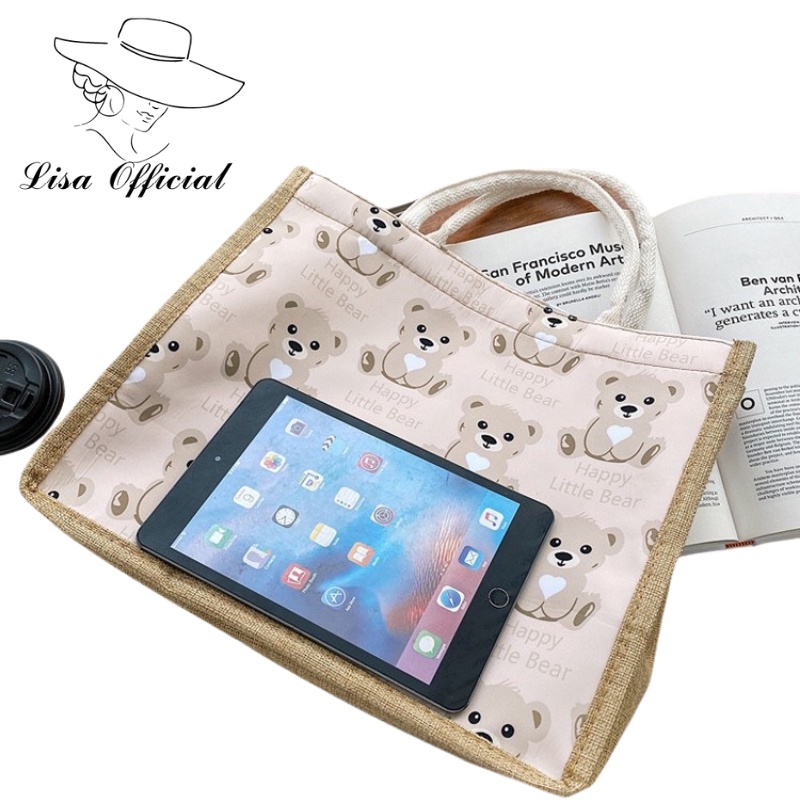 Túi Cói  Lisa Official  Túi Đeo Vai Họa Tiết Gấu Cute Siêu Dễ Thương - SV-8