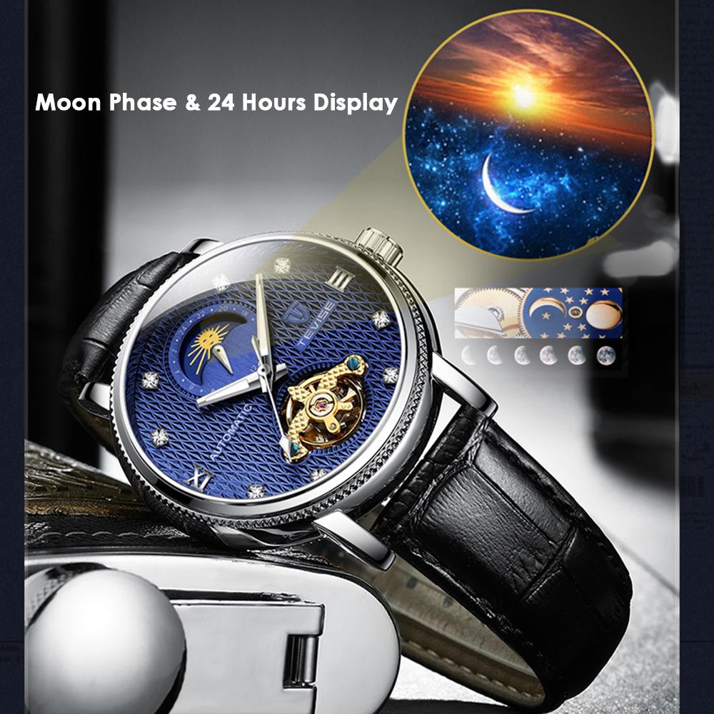 TEVISE T612 Luminous Automatic Mechanical Watches with Leather Strap
