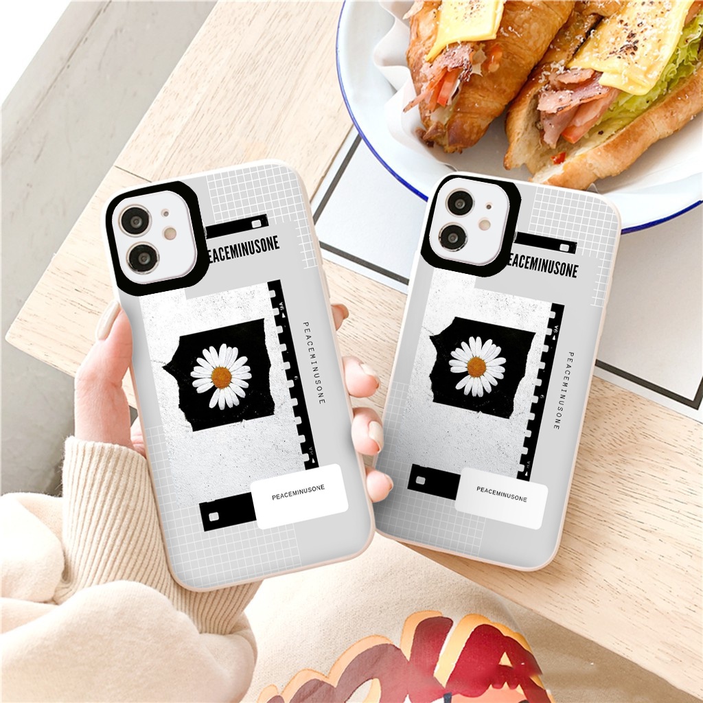 Ốp lưng iphone hoa cúc xám viền vuông bảo vệ camera ốp iphone6/6plus/6s/6splus/7/7plus/8/8plus/x/xr/xs/11/12/13/pro/ma