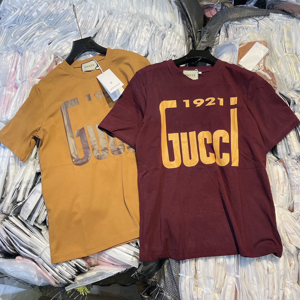 Áo thun nữ GU 1921 Quảng Châu from rộng tay ngắn phông unisex dấu quần chất cotton mềm mịn