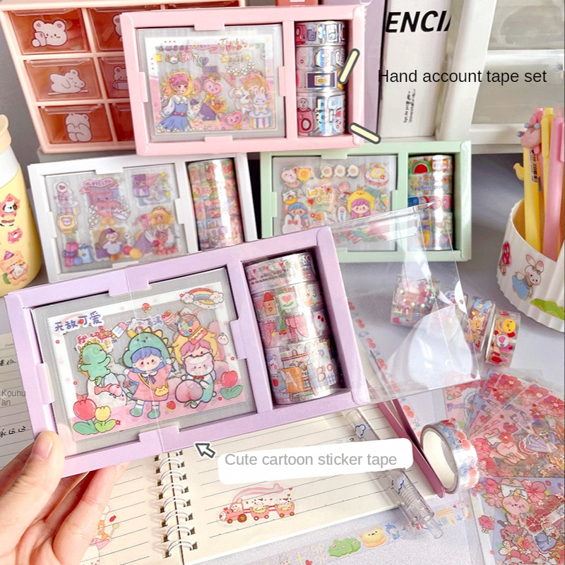Set Băng Dính Washi Hình Nhân Vật Hoạt Hình Nhật Bản Trang Trí Thủ Công